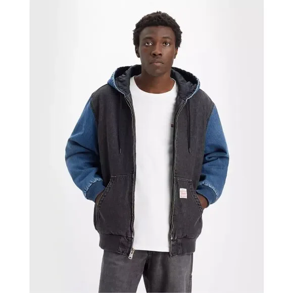 Levi's NWT Workwear Potrero Jacket The Perfect Pair Black Worn In Combo Denim XL - Picture 2 of 4